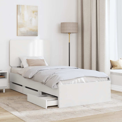 Bed Frame with Drawer Engineer Wood Length 200 cm White 90 cm