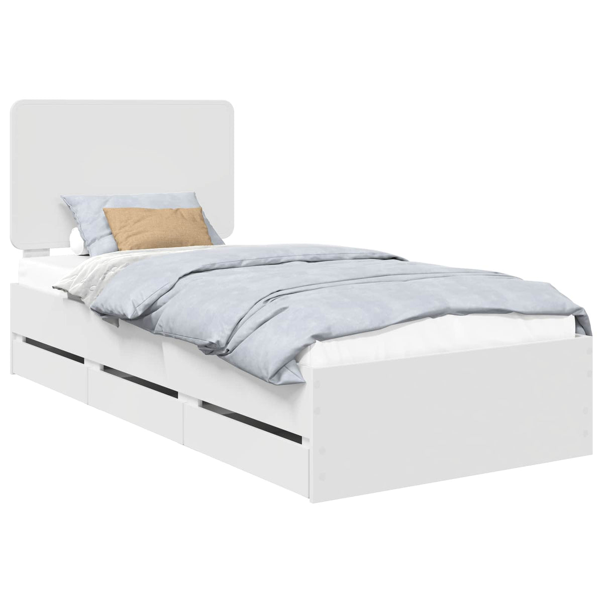 Bed Frame with Drawer Engineer Wood Length 200 cm White 90 cm