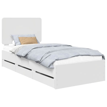 Bed Frame with Drawer Engineer Wood Length 200 cm White 90 cm