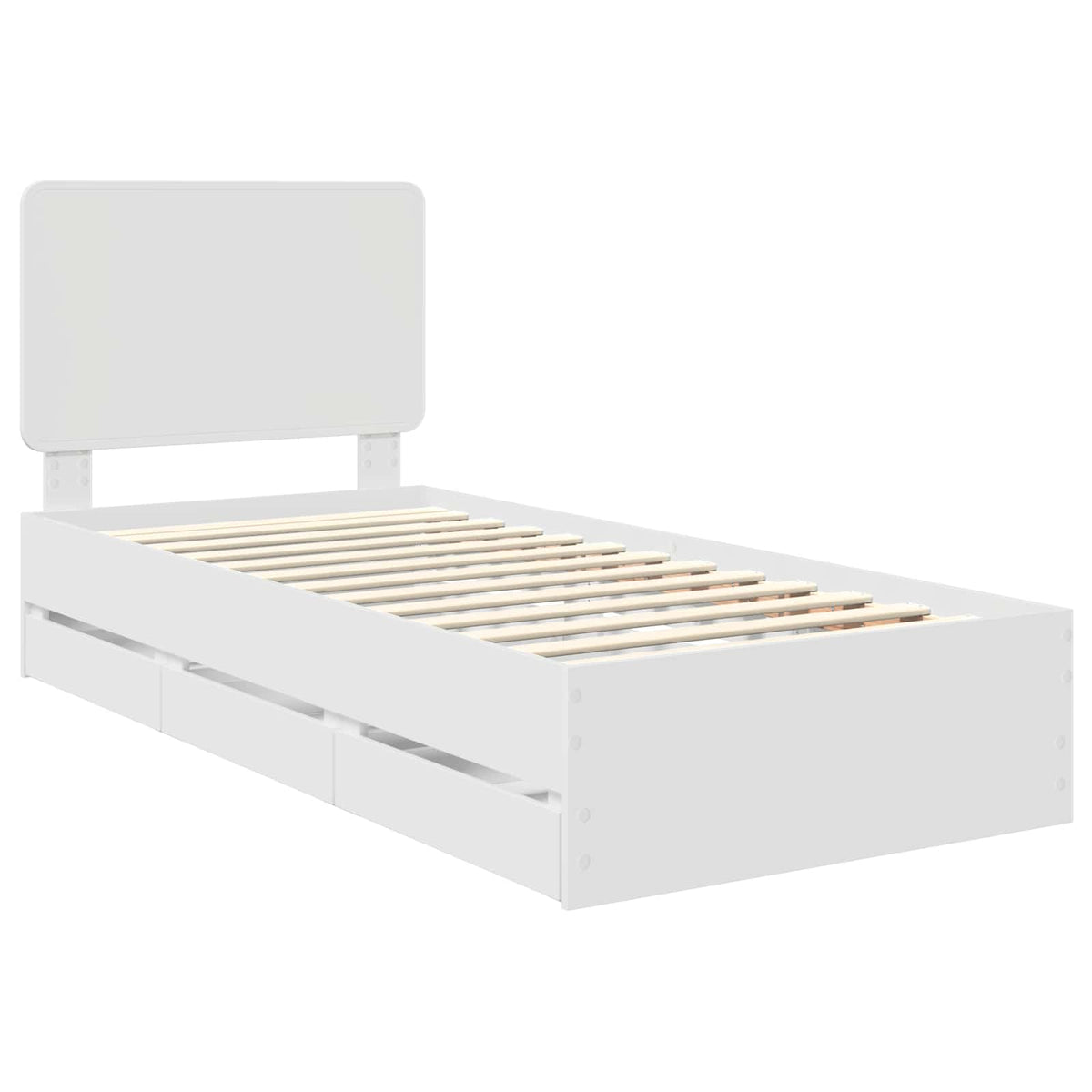 Bed Frame with Drawer Engineer Wood Length 200 cm White 90 cm
