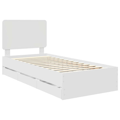 Bed Frame with Drawer Engineer Wood Length 200 cm White 90 cm