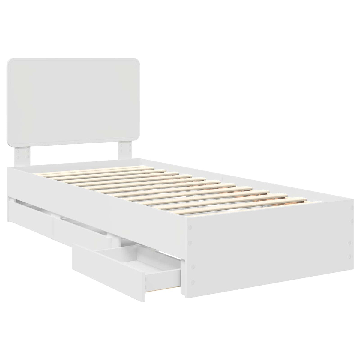 Bed Frame with Drawer Engineer Wood Length 200 cm White 90 cm