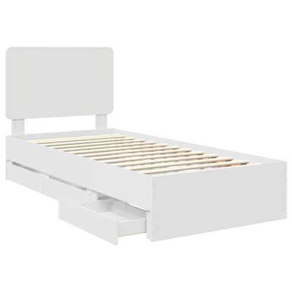 Bed Frame with Drawer Engineer Wood Length 200 cm White 90 cm