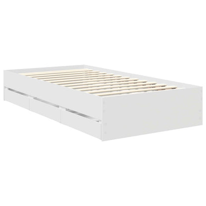 Bed Frame with Drawer Engineer Wood Length 200 cm White 90 cm