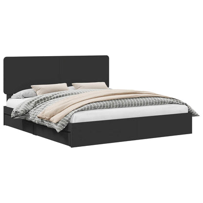 vidaXL Storage Bed with Drawer Black 200 x 200 cm Engineered Wood 2