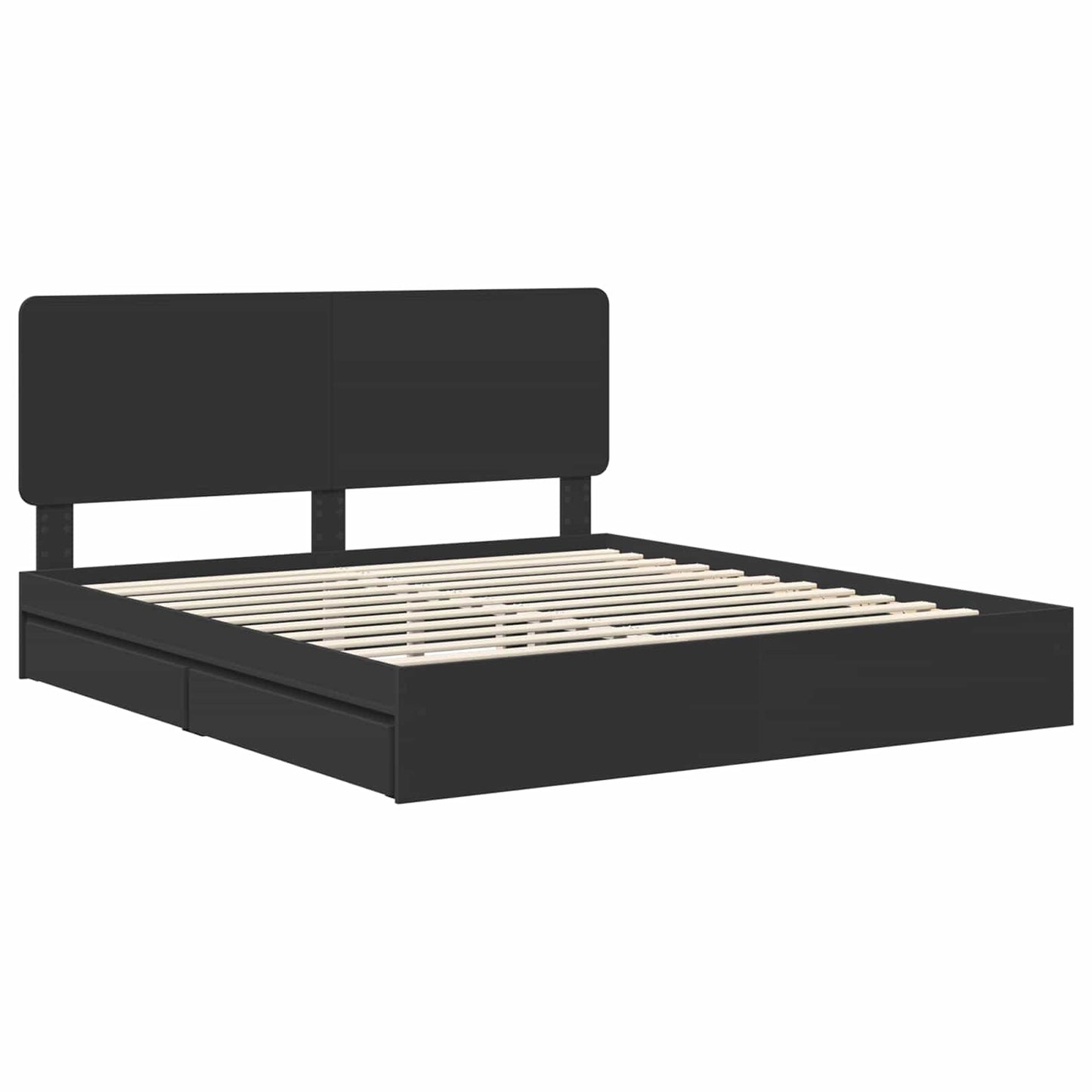 vidaXL Storage Bed with Drawer Black 200 x 200 cm Engineered Wood 4