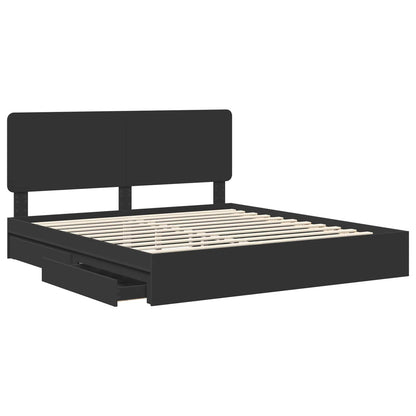vidaXL Storage Bed with Drawer Black 200 x 200 cm Engineered Wood 5