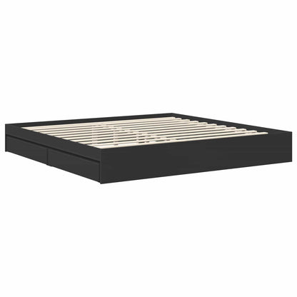 vidaXL Storage Bed with Drawer Black 200 x 200 cm Engineered Wood 6