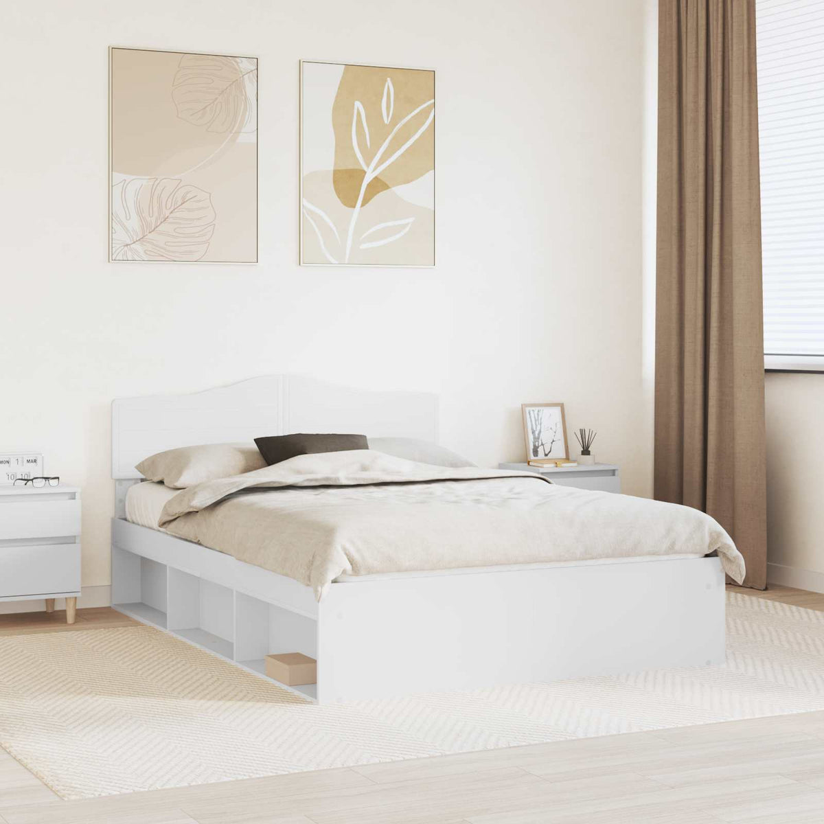 Bed Frame with Headboard 160 x 200 cm Solid Pine Wood White