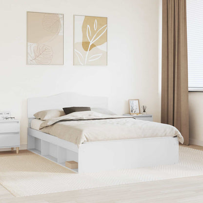 Bed Frame with Headboard 160 x 200 cm Solid Pine Wood White