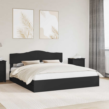 vidaXL Storage Bed with Drawer Black 200 x 200 cm Engineered Wood 1