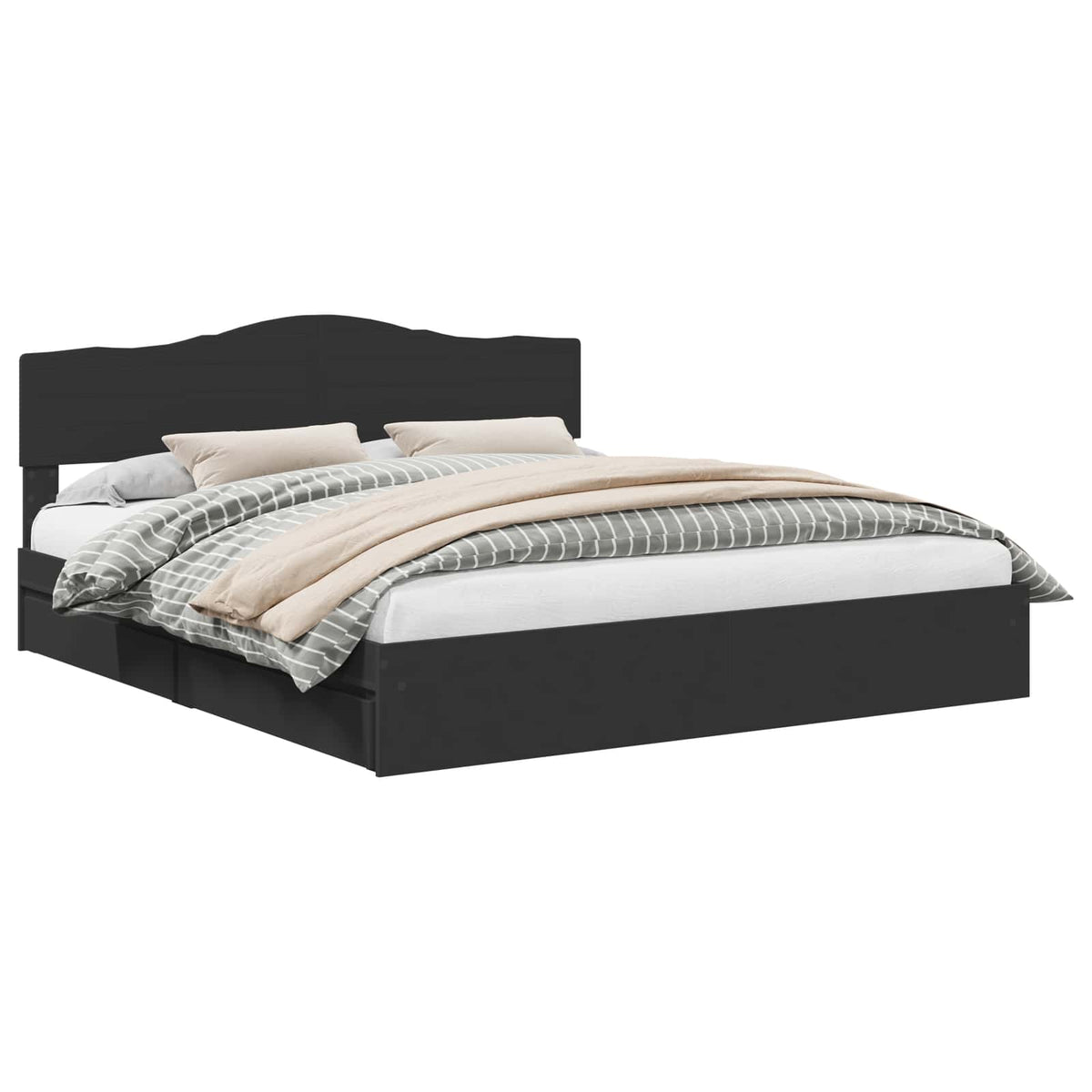 vidaXL Storage Bed with Drawer Black 200 x 200 cm Engineered Wood 2