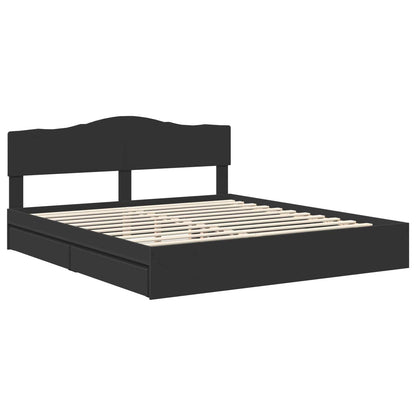 vidaXL Storage Bed with Drawer Black 200 x 200 cm Engineered Wood 4