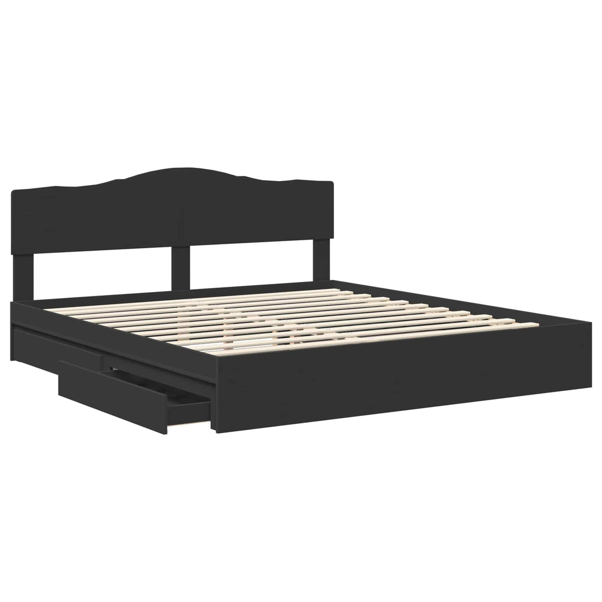 vidaXL Storage Bed with Drawer Black 200 x 200 cm Engineered Wood 5