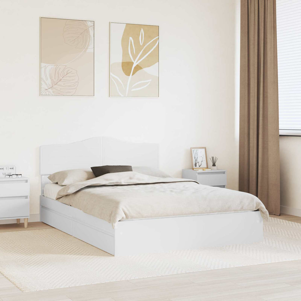vidaXL Storage Bed with Drawer Engineered Wood Length 200 cm White