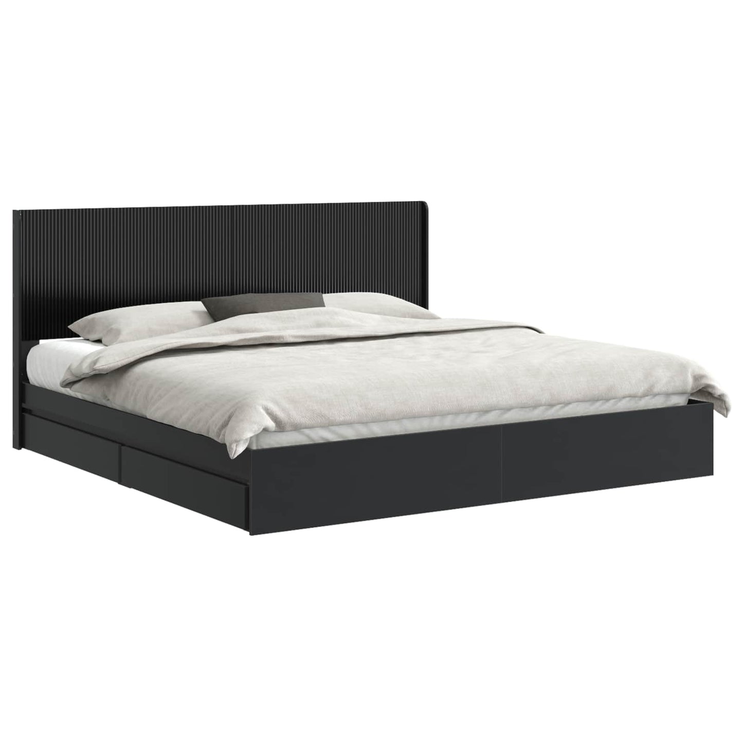 vidaXL Bed Frame with Storage and Headboard Black 200 x 200 cm 2