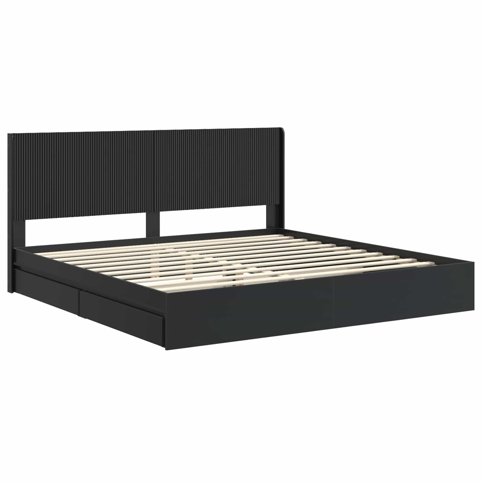 vidaXL Bed Frame with Storage and Headboard Black 200 x 200 cm 4