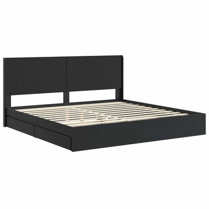 vidaXL Bed Frame with Storage and Headboard Black 200 x 200 cm 4