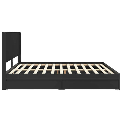 vidaXL Bed Frame with Storage and Headboard Black 200 x 200 cm 6
