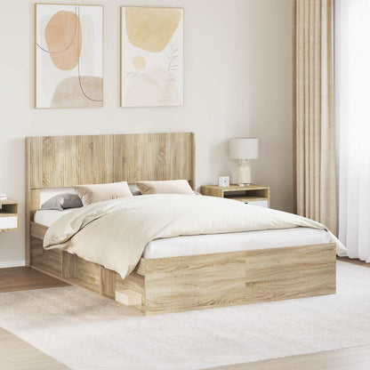 Bed Frame with Storage and Headboard 150 x 200 cm Sonoma oak