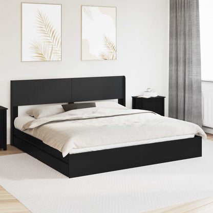 vidaXL Bed Frame with Storage and Headboard 2 pcs Black 200 x 200 cm 1
