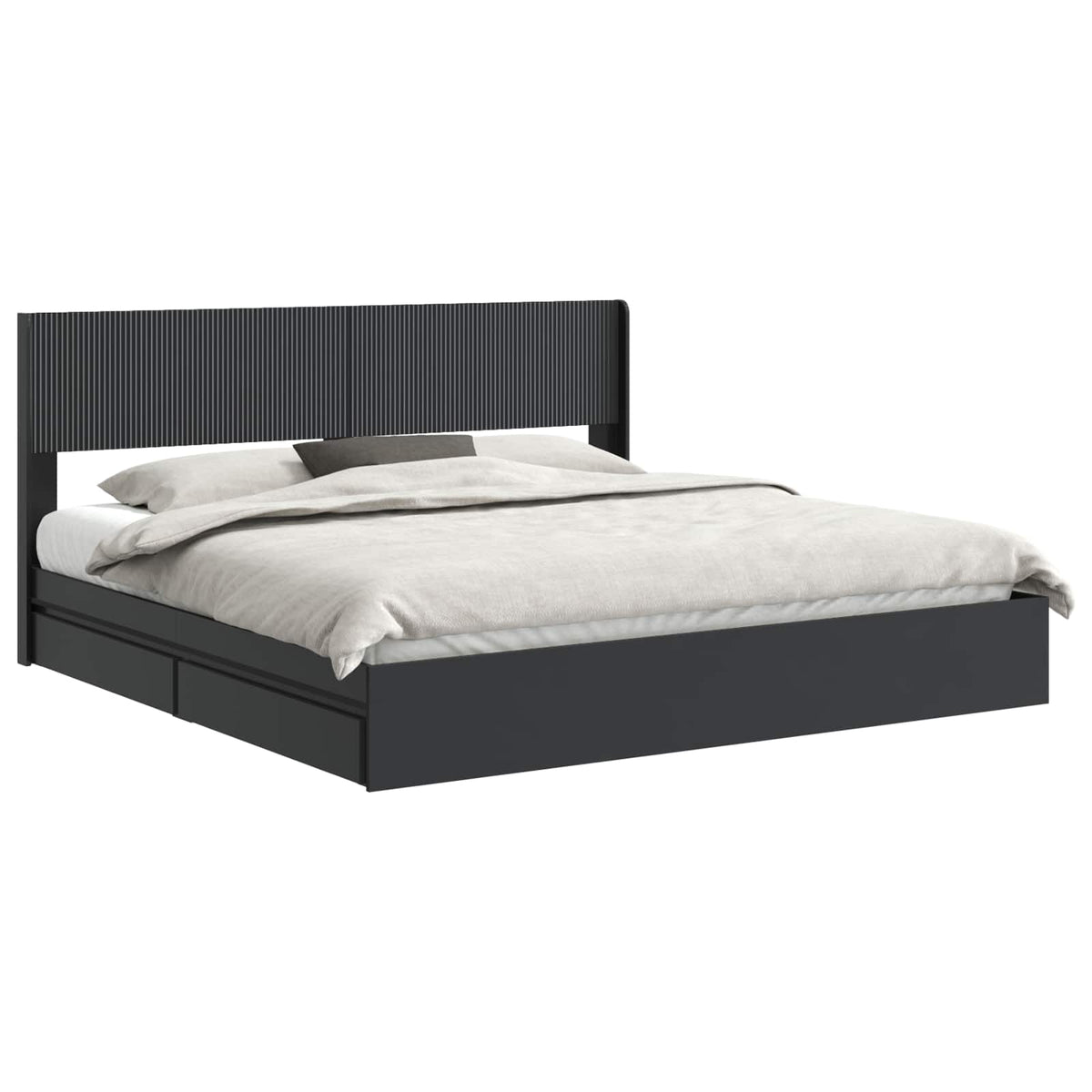 vidaXL Bed Frame with Storage and Headboard 2 pcs Black 200 x 200 cm 2