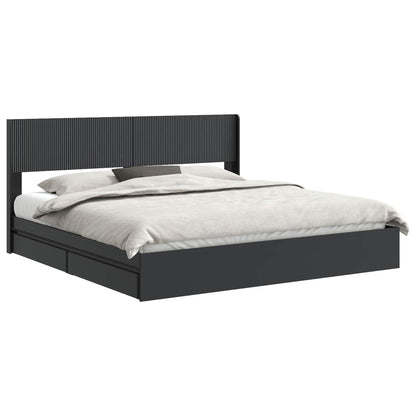 vidaXL Bed Frame with Storage and Headboard 2 pcs Black 200 x 200 cm 2