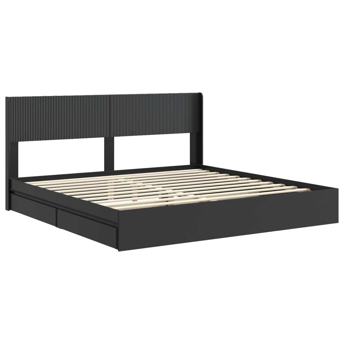 vidaXL Bed Frame with Storage and Headboard 2 pcs Black 200 x 200 cm 4