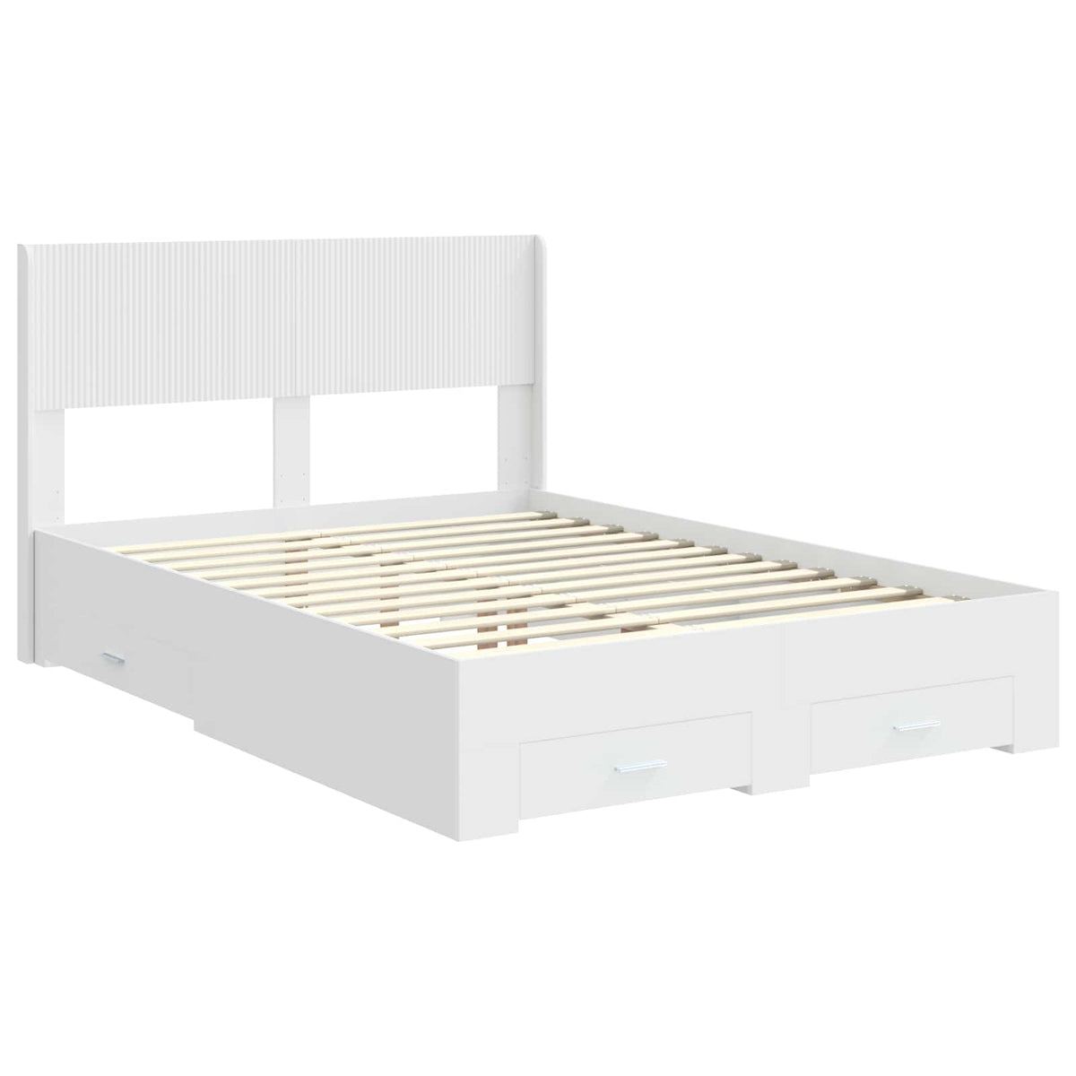 Bed Frame with Storage and Headboard 140 x 190 cm White