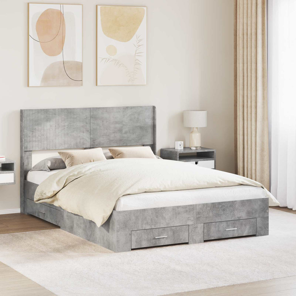 vidaXL Bed Frame with Storage and Headboard 140 x 190 cm