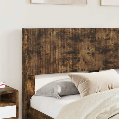 Bed Frame with Storage and Headboard Length 200 cm Smoked Oak 120 cm