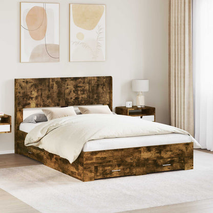 Bed Frame Storage Headboard Smoked Oak