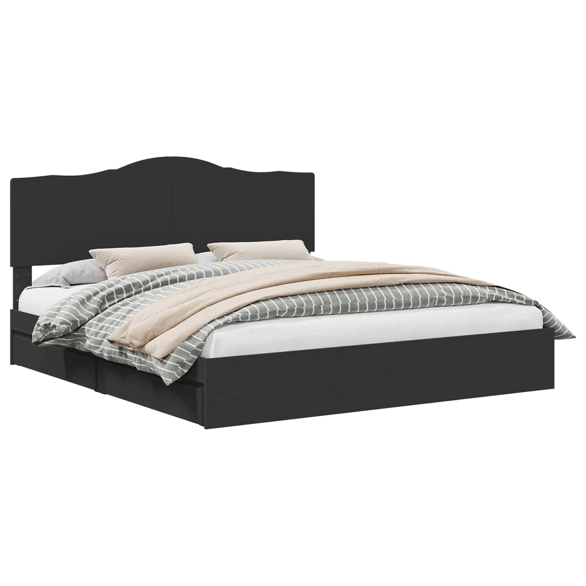 vidaXL Storage Bed with Drawer Black 200 x 200 cm Engineered Wood 2