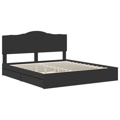 vidaXL Storage Bed with Drawer Black 200 x 200 cm Engineered Wood 4