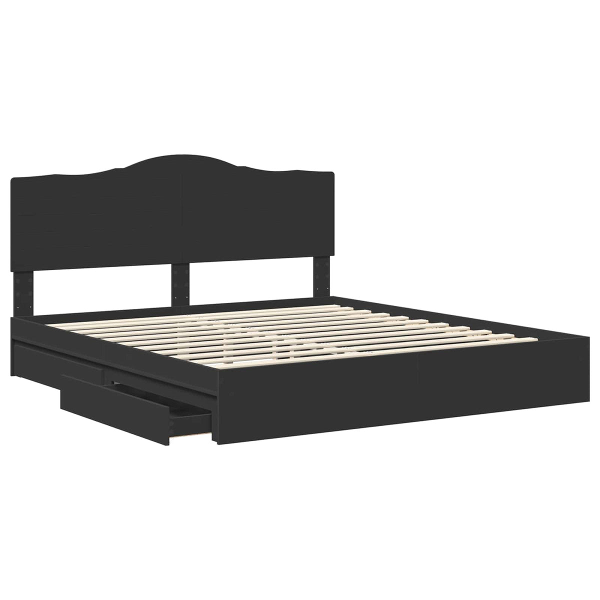 vidaXL Storage Bed with Drawer Black 200 x 200 cm Engineered Wood 5