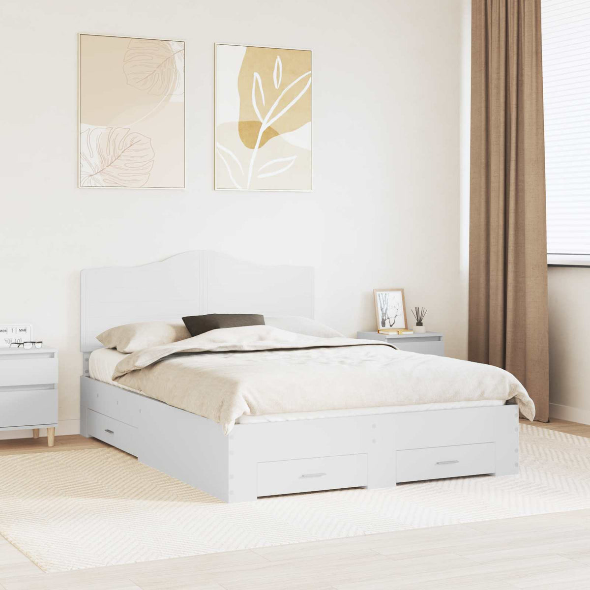 Bed Frame 140 x 190 cm Engineered Wood White