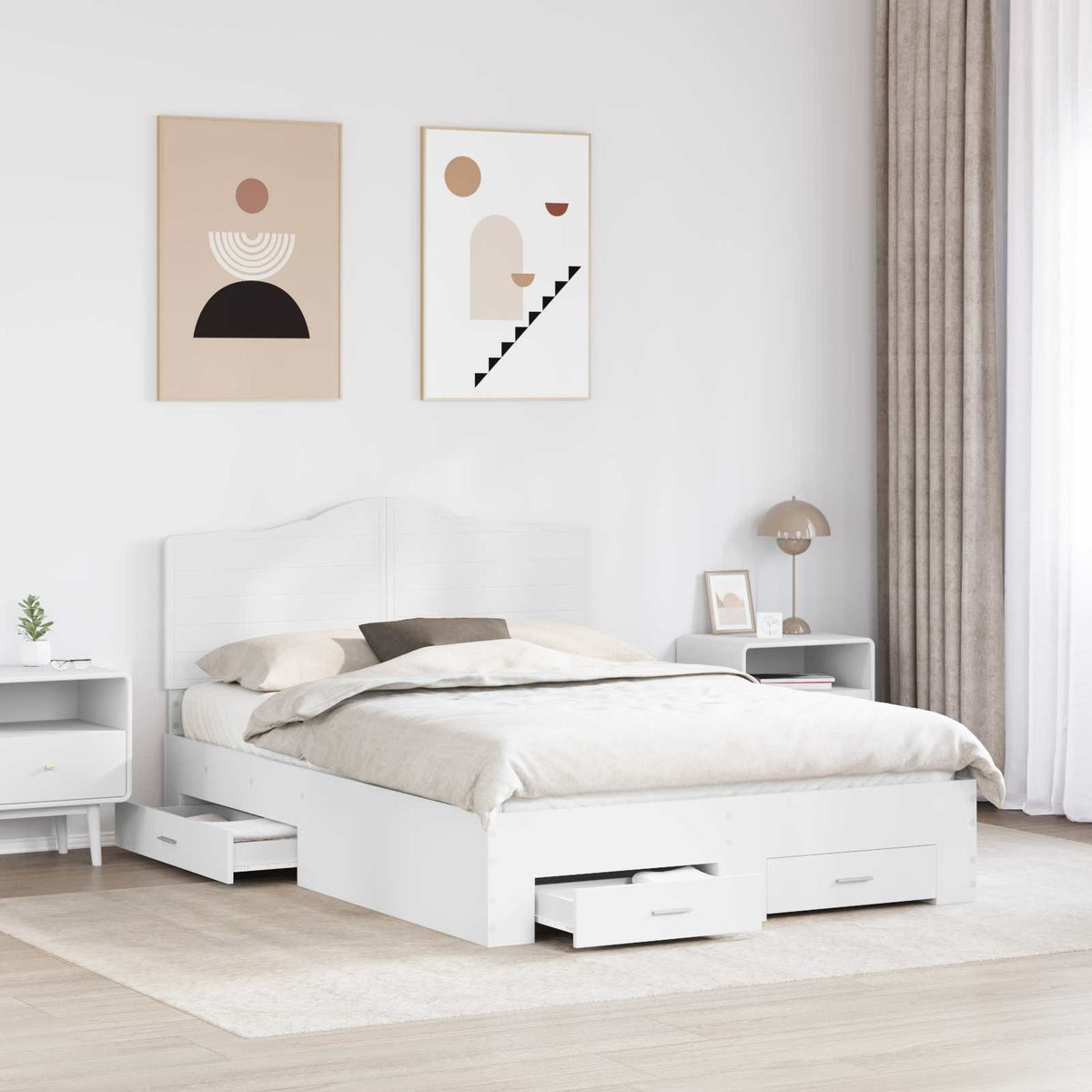 Bed Frame 140 x 190 cm Engineered Wood White