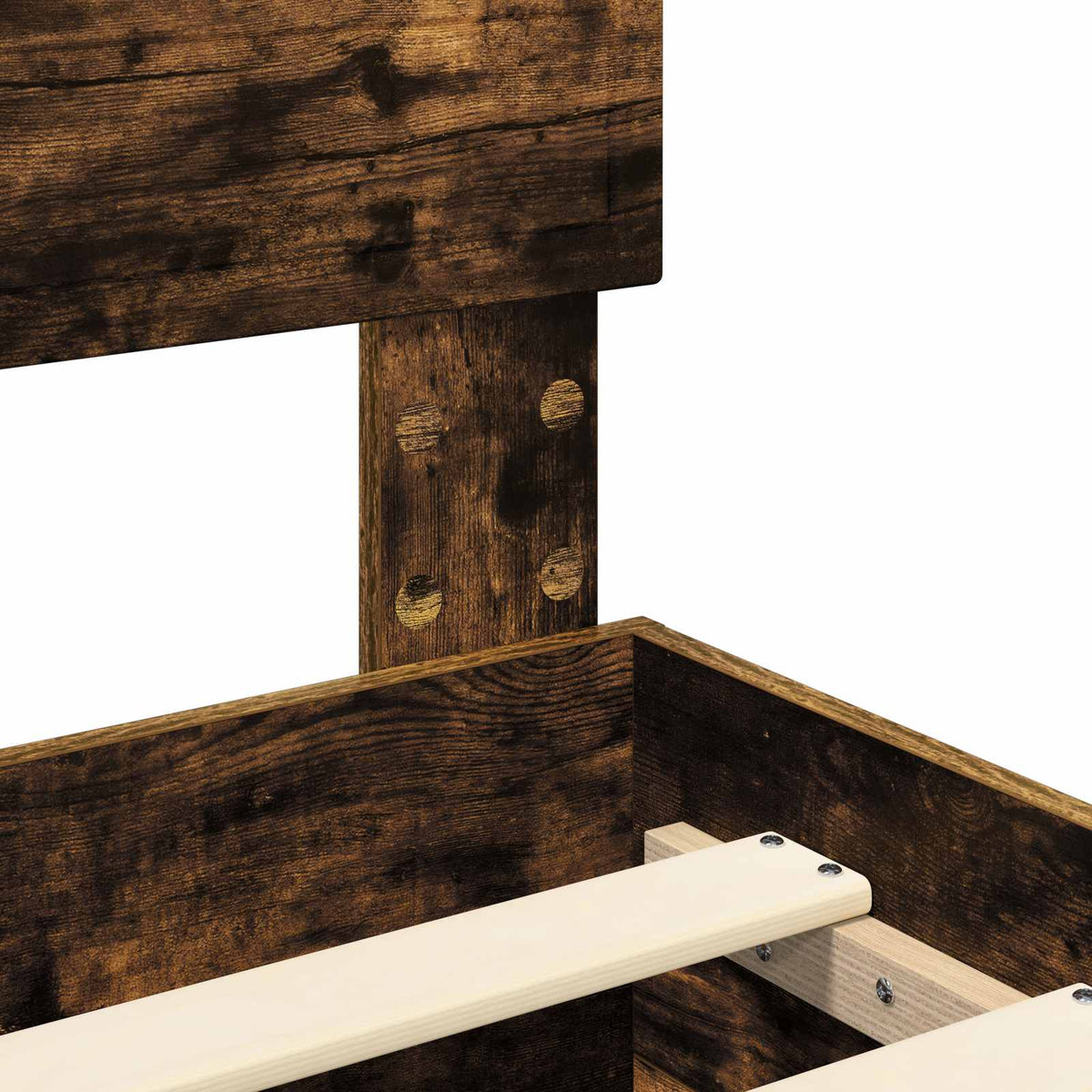 Bed Frame Engineered Wood Length 200 cm Smoked Oak 120 cm
