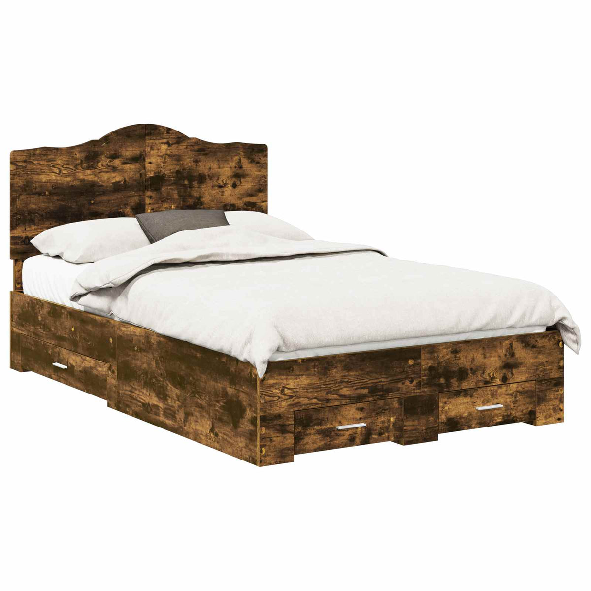 Bed Frame Engineered Wood Length 200 cm Smoked Oak 120 cm