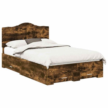 Bed Frame Engineered Wood Length 200 cm Smoked Oak 120 cm