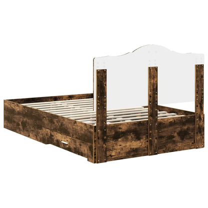 Bed Frame Engineered Wood Length 200 cm Smoked Oak 120 cm