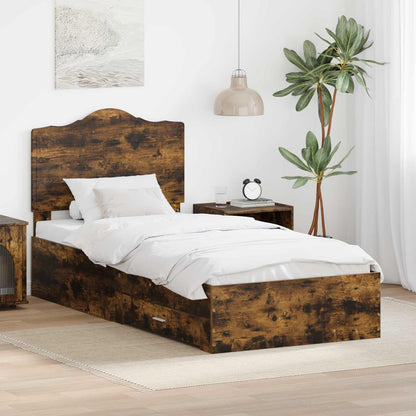 Bed Frame Engineered Wood Length 200 cm Smoked Oak 100 cm