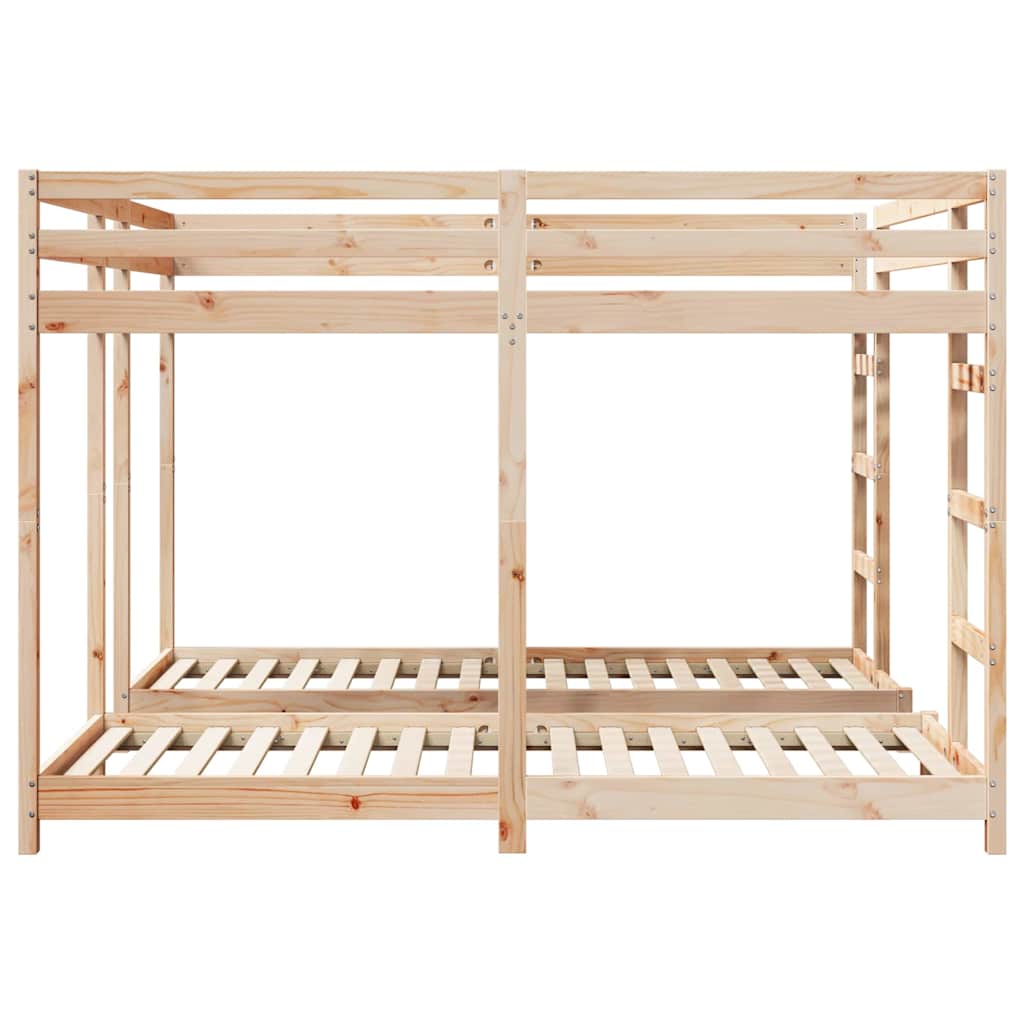 vidaXL Triple Bunk Bed Frame Natural 80 / 200 x 200 cm Solid Pine Wood 5