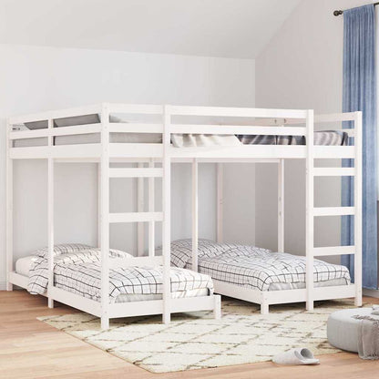 vidaXL Triple Bunk Bed Frame White 200 x 200 cm Solid Pine Wood 1