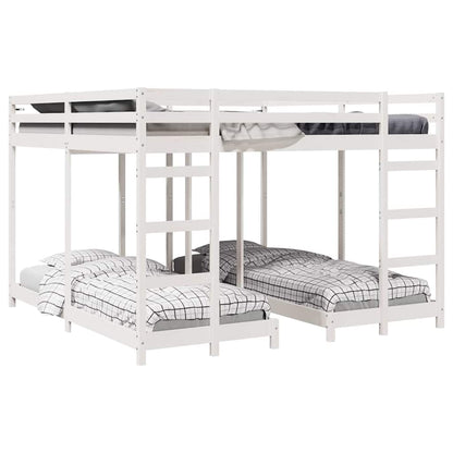 vidaXL Triple Bunk Bed Frame White 200 x 200 cm Solid Pine Wood 2