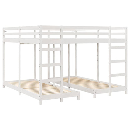 vidaXL Triple Bunk Bed Frame White 200 x 200 cm Solid Pine Wood 3