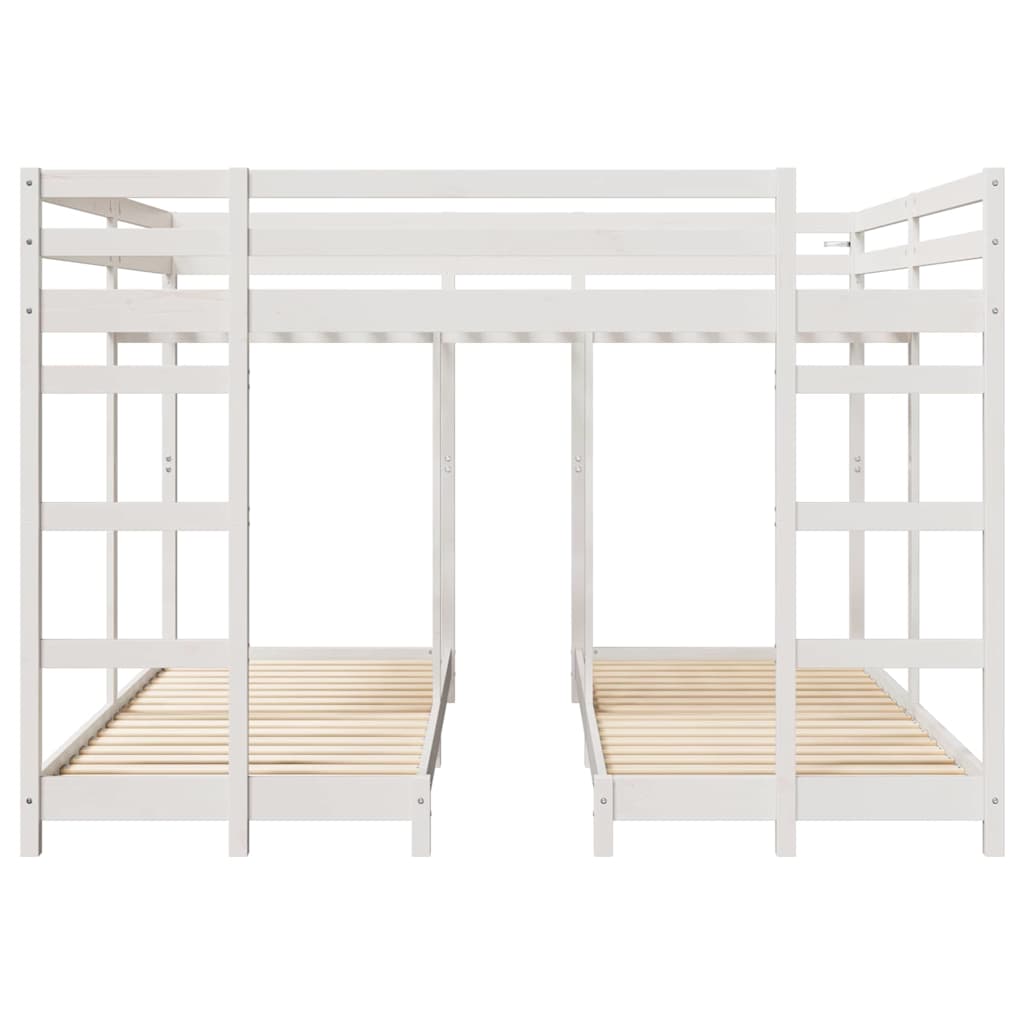 vidaXL Triple Bunk Bed Frame White 200 x 200 cm Solid Pine Wood 4