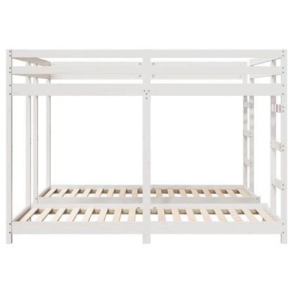 vidaXL Triple Bunk Bed Frame White 200 x 200 cm Solid Pine Wood 5