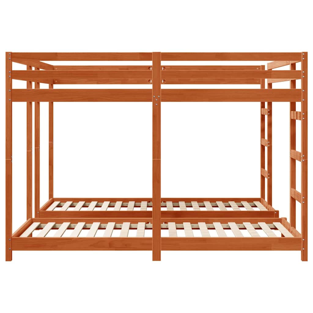 vidaXL Triple Bunk Bed Frame Wax Brown 200 x 200 cm Solid Pine Wood 5