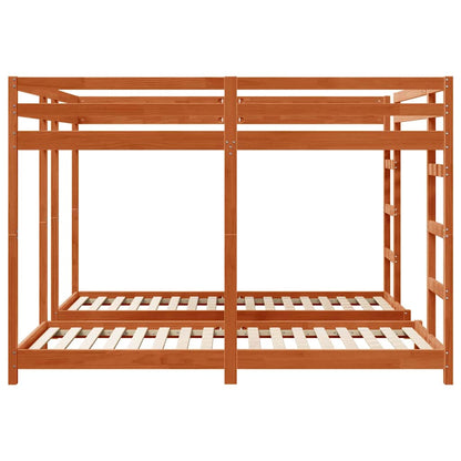vidaXL Triple Bunk Bed Frame Wax Brown 200 x 200 cm Solid Pine Wood 5